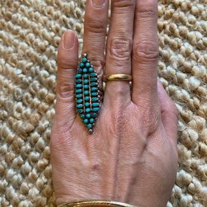 Vintage Zuni needle point turquoise silver ring